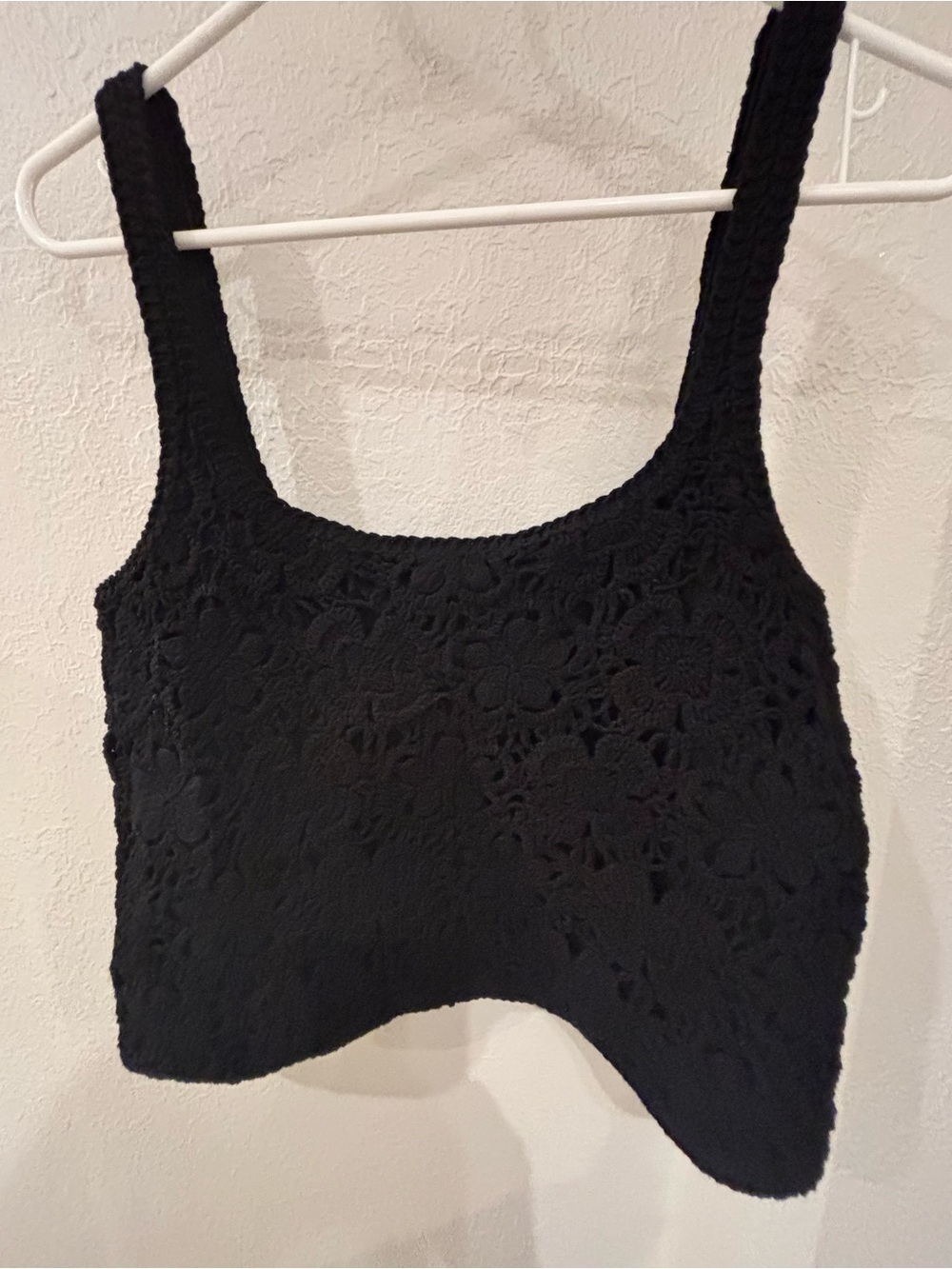 Scoop NYC Black Crochet Floral Tank